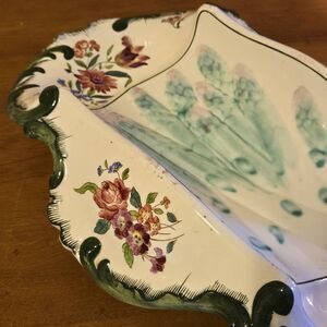 Antique Longchamp French Majolica Asparagus Platter 19th C. 16 X 12, RARE